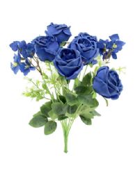 120 Bulk Artificial Flowers - Rose, Blue, 11 Heads