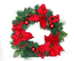 24 Bulk Xm Flower 18 Inch Wreath Red