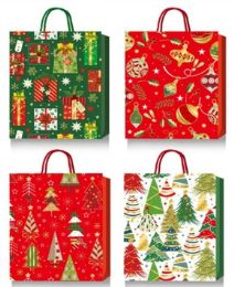 600 Bulk Xmas Gift Bag 4 Designs Hot Stamp  7 X 9 X 4