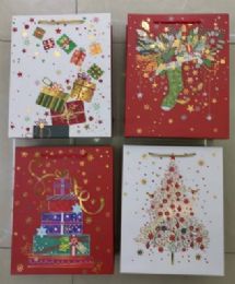 360 Bulk Xmas Gift Bag 4 Designs Hot Stamp 12.5 X 16.5 X 5