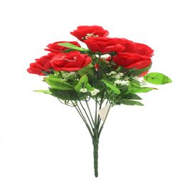 48 Bulk Artificial Flowers - Rose Opened Bud, Red, 12 Heads