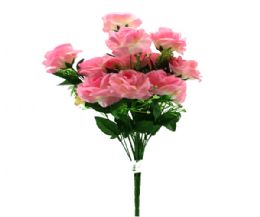 48 Bulk Artificial Flowers - Rose, 18 Heads, 64cm, Pink Color