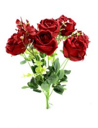 120 Bulk Artificial Flowers - Rose, Red, 11 Heads
