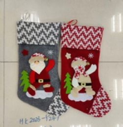 120 Bulk Xm Stocking 20*43cm , Santa & Bear Asst,