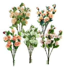 120 Bulk Artificial Flowers - Bundle, 5 Colors, 5 Heads, 20 Flowers, 1