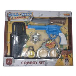 12 Bulk 6 Pcs Wild West Set W/ 9' Click Gun In Open Bliste