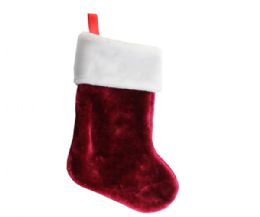 36 Bulk Xm Stocking 19 Wine Red Plush