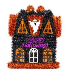 12 Bulk Hw Tinsel Haunted House 46x35.5x3cm