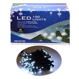 24 Bulk Ul 100l Led 5mmstring Green Wire/pure White In Col