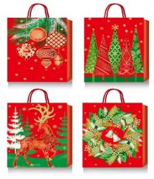 360 Bulk Xmas Gift Bag 4 Designs Hot Stamp 12.5 X 16.5 X 5