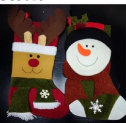 144 Bulk Xm Stocking  Snowman And Santa Asst