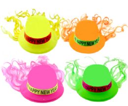 144 Bulk Happy New Year Hat Fluorescent 26.5*23.5*9