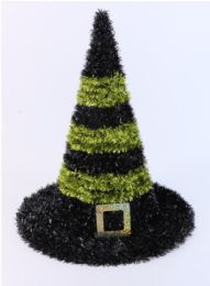 6 Bulk Hw Tinsel 3d Witch Hat 28.5x28.5x32cm