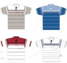48 Bulk Men's Yarn Dyed Knitted Short Sleeve Polo Assorted Color
