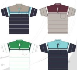 48 Bulk Men's Yarn Dyed Knitted Short Sleeve Polo Assorted Color