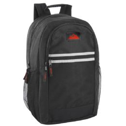 24 Bulk 18 Inch MultI-Pocket Reflective Backpack - Black