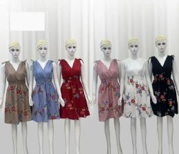 12 Bulk Women's Dress Short Sleeve Floral Print - X L