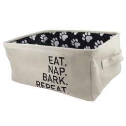 6 Bulk Winifred And Lily 16inchx12inch Natural Linen Rectangular Pet Storage Bin With Paw Print Patch