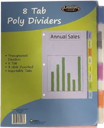 96 Bulk Poly Dividers - 8 Tab - Assorted Colors
