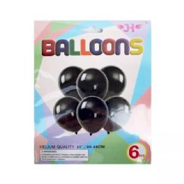 48 Bulk 6pc 12 Inch Black Latex Balloon
