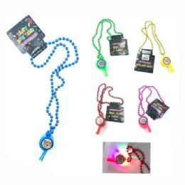 48 Bulk Light Up Whistle New Year Necklace