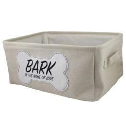 6 Bulk Winifred And Lily 16inchx12inch Natural Rectangular Pet Storage Bin With Bark In The Name Of Love Patch