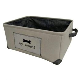 6 Bulk Winifred And Lily 17inchx13inch Ivory Linen Rectangular Pet Storage Bin With My Stuff Patch