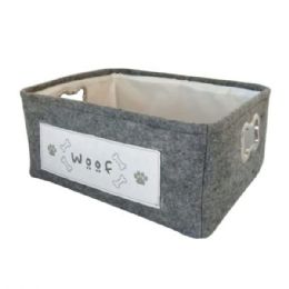 6 Bulk Winifred And Lily 17inchx13inch Gray Rectangular Pet Storage Bin With Woof Patch