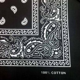 24 Bulk Black Paisley Bandana