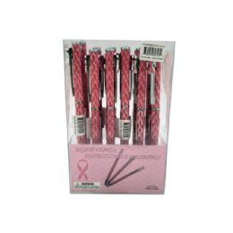 48 Bulk Pink Ribbon Clip Pen