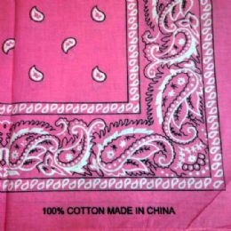 24 Bulk Light Pink Paisley Bandana