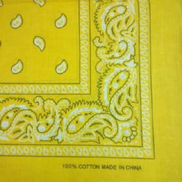 24 Bulk Yellow Paisley Bandana