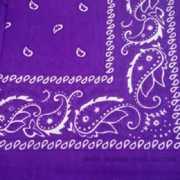 24 Bulk Purple Paisley Bandana