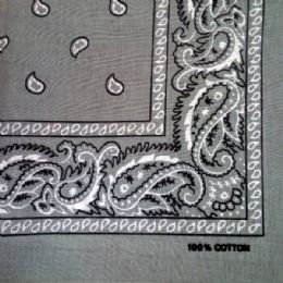 24 Bulk Gray Paisley Bandana