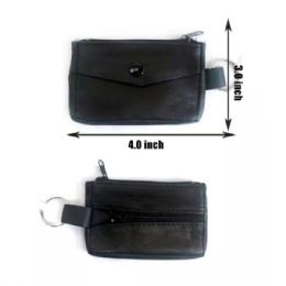48 Bulk Black Leather Coin Purse