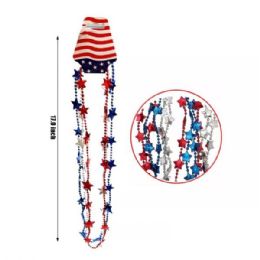 48 Bulk 3pc 17 In Usa Flag Necklace