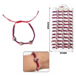 48 Bulk Usa Flag Rope Bracelet