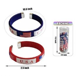 48 Bulk Usa Flag Bangle Bracelet