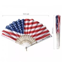 48 Bulk Usa Flag Hand Fan