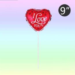 48 Bulk 9 In I Love You Balloon With Stick