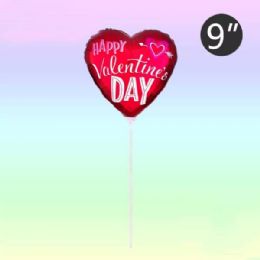48 Bulk 9 In Valentines Balloon With Stick