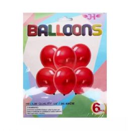 48 Bulk 12 In 6pc Latex Red Balloons