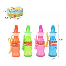 48 Bulk Cola Bottle Bubbles W/necklace & Whistle