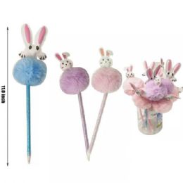 48 Bulk Easter Rabbit Fur Ball Pen