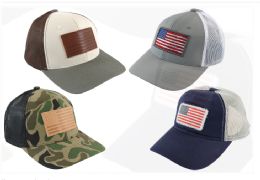 24 Bulk Baseball Hat (embroidered Usa Flags) (4 Styles)
