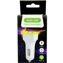 24 Bulk 5 Volt 2.1 Amp 2 Port Usb Light Up Car Charger