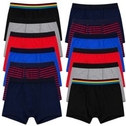 72 Bulk Boys Cotton Underwear Boxer Briefs In Assorted Colors, Size Xlarge