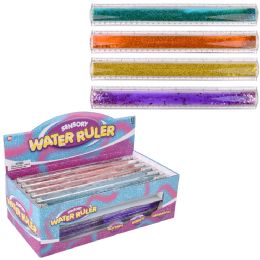 72 Bulk 12inch Sensory Water Glitter Ruler 12ct
