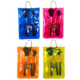 144 Bulk Mini Travel Makeup Brush Set In Assorted Neon Colors