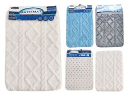 48 Bulk Bath Mat Memory Foam 40x60cm Grey,blue,beige Clr